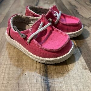 Hey Dude Pink Moccasins with Silver Details - Toddler size 5
